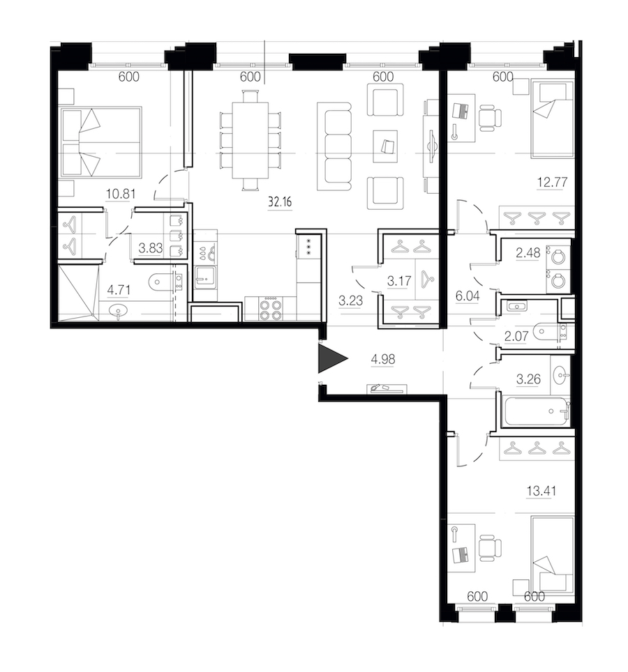3-комнатная квартира 102.92 м², 8/9 эт., ЖК «LEGENDA Малоохтинский 68»